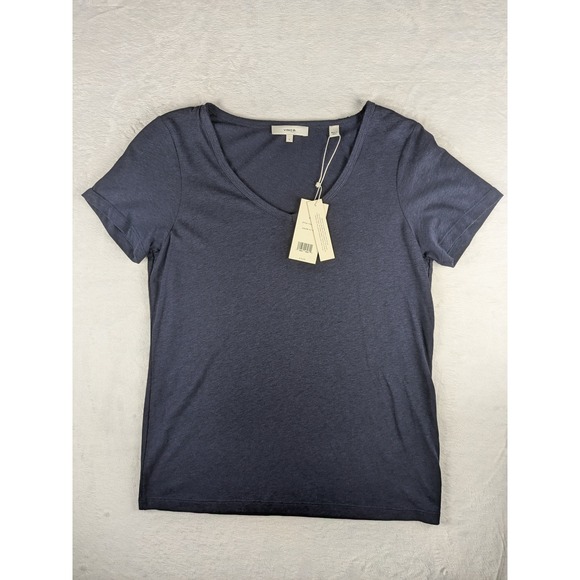 NWT $135 Vince Women's V-Neck T-Shirt Top Size S‎ Short Sleeve Casual Blue - Picture 1 of 9